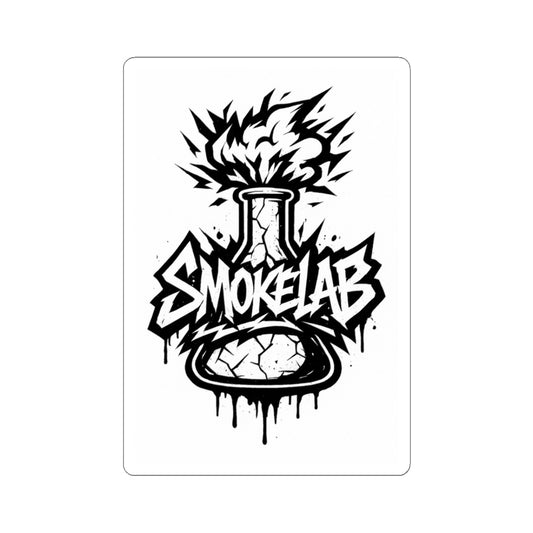 SmokeLab Graphic Sticker — Black & White Lab Flask Street Art Decal