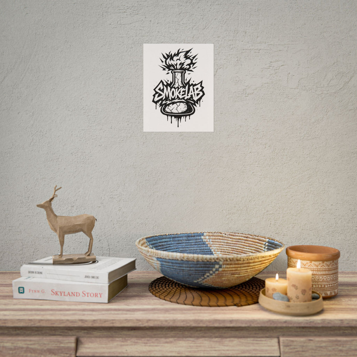 SmokeLab Graphic Poster — Black & White Urban Chemistry Art