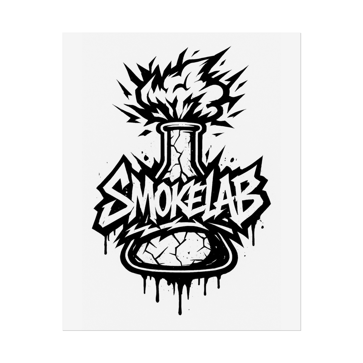 SmokeLab Graphic Poster — Black & White Urban Chemistry Art