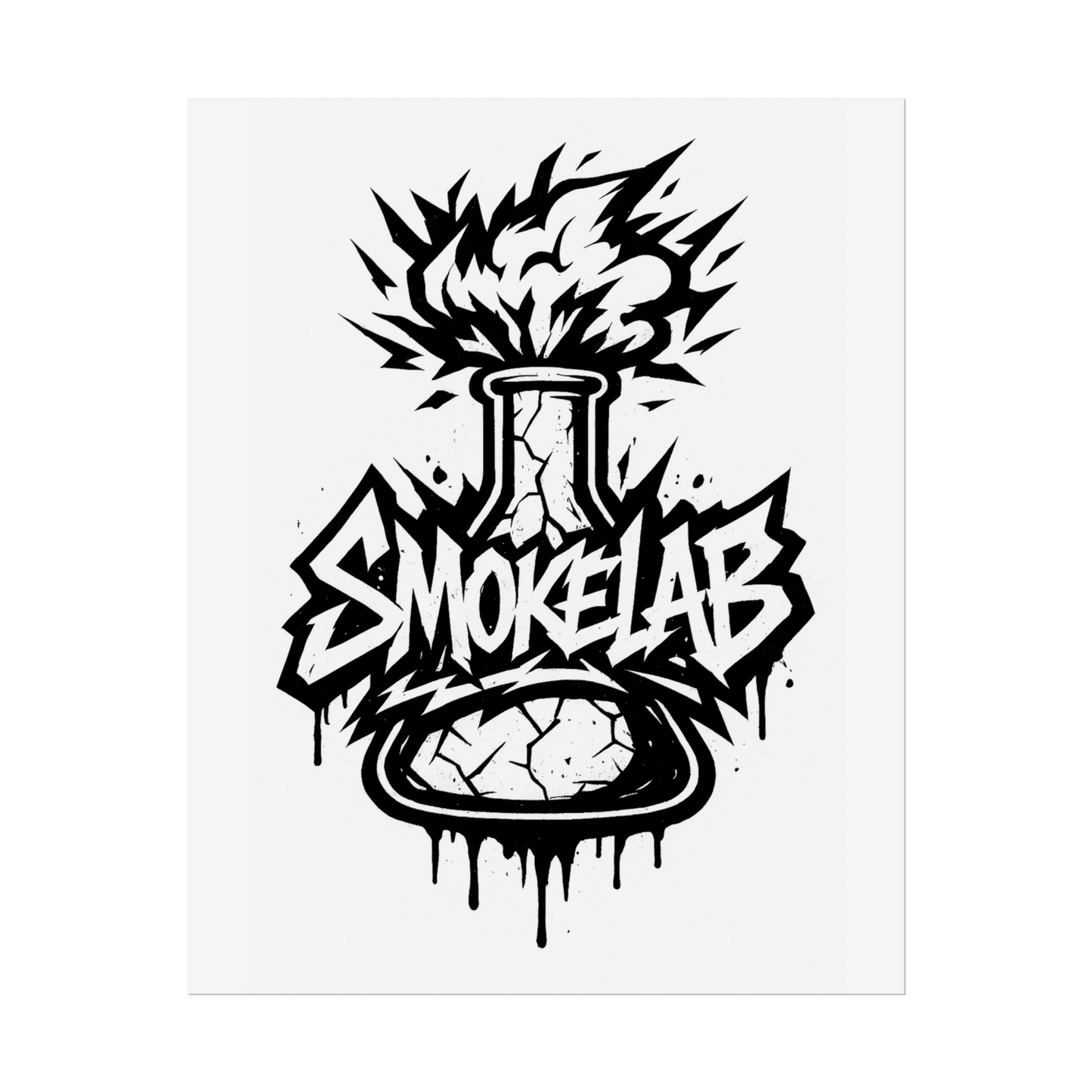 SmokeLab Graphic Poster — Black & White Urban Chemistry Art