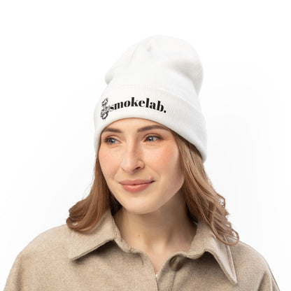 Embroidered 'smokelab.' Knit Beanie — Streetwear Logo Winter Hat