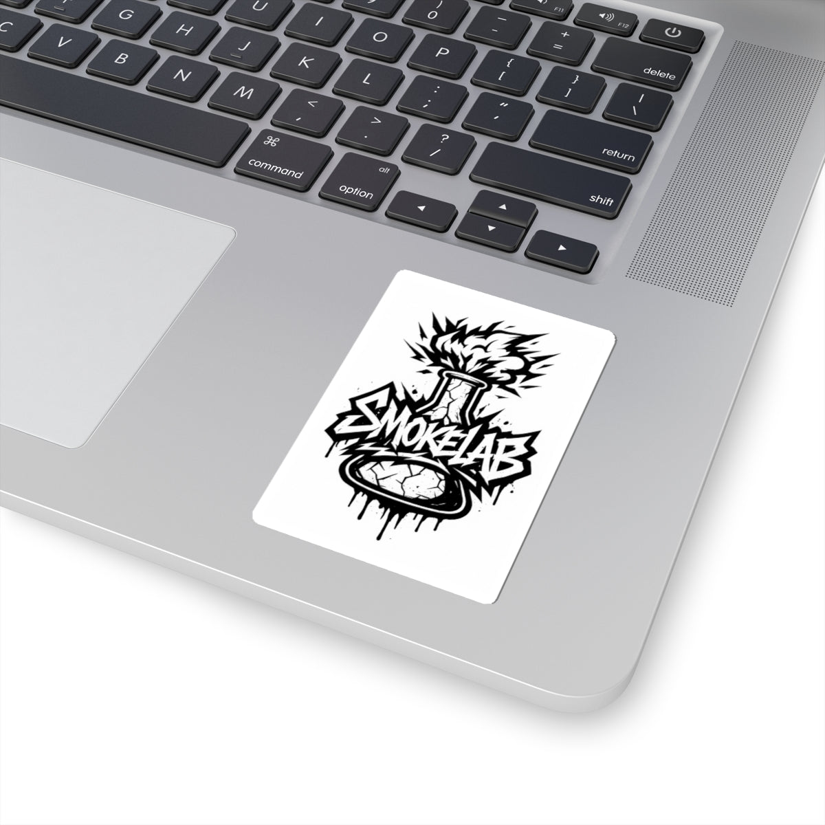 Copy of SmokeLab Graphic Sticker — Black & White Lab Flask Street Art Decal