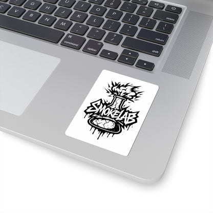 Copy of SmokeLab Graphic Sticker — Black & White Lab Flask Street Art Decal